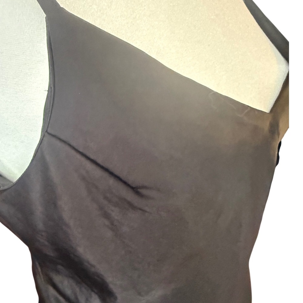 Oak + Fort Black Satin V-Neck Midi Slip Dress luxury high end money Medium - Picture 13 of 15